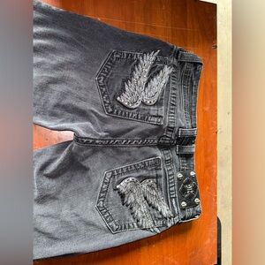 Miss Me Black Straight Leg Jeans with Silver Embellishments